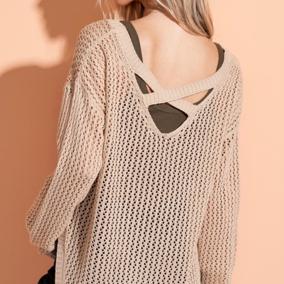 Mustard Honeycomb Hi Lo Knit Long Sleeve Sweater - Picture 4 of 4